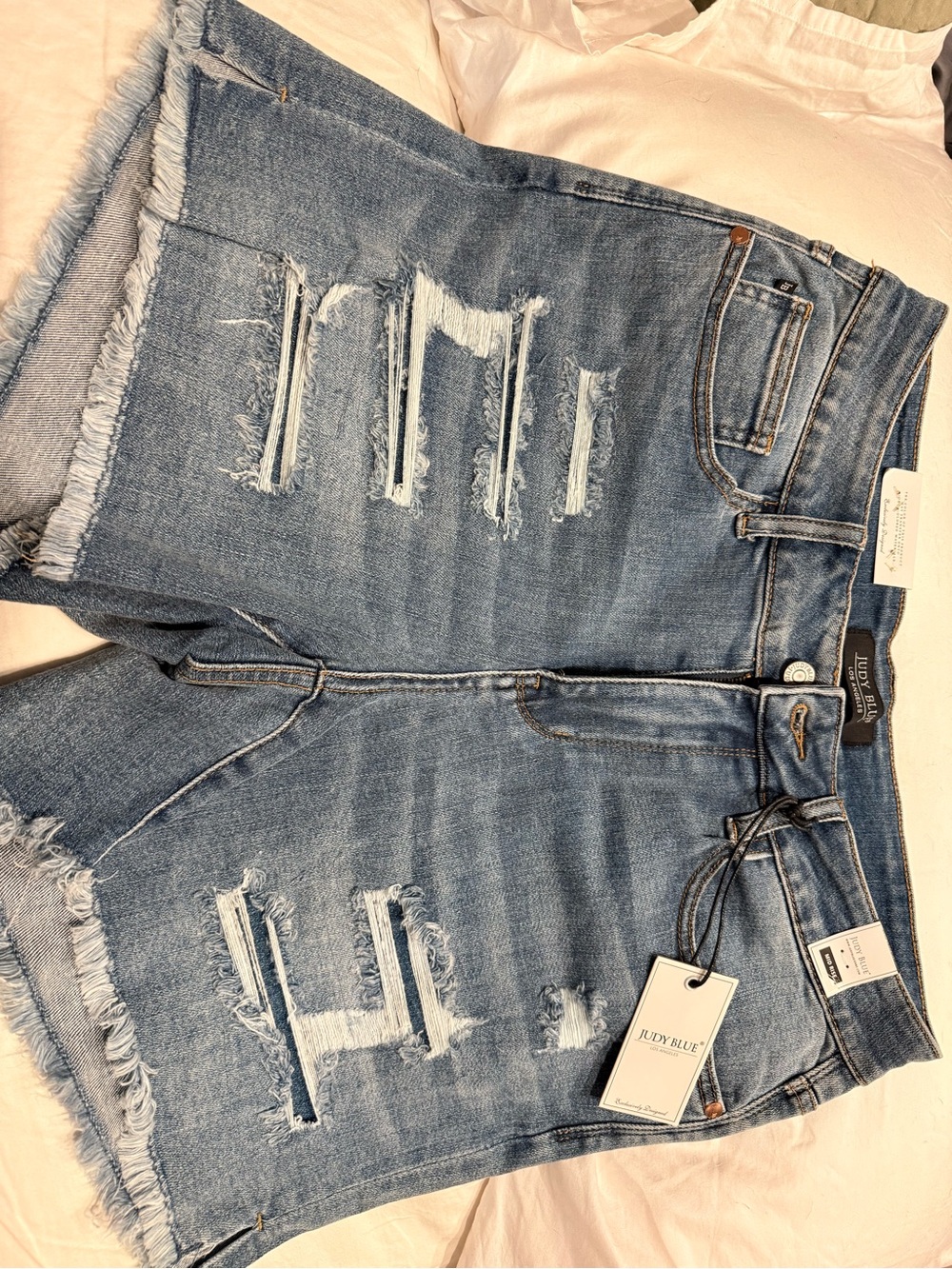 NWT Judy Blue Distressed Frayed Hem Denim Shorts 1XL